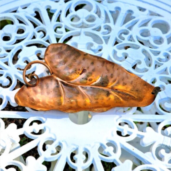 Vintage Copper Leaf Shaped Crimped Edge Dish 9”x6”X1.75" - Picture 8 of 11